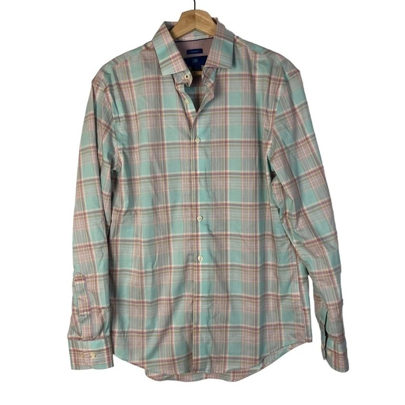 Egara Blue & Pink Plaid Long Sleeve Button Down Dress Shirt M - Picture 1 of 4
